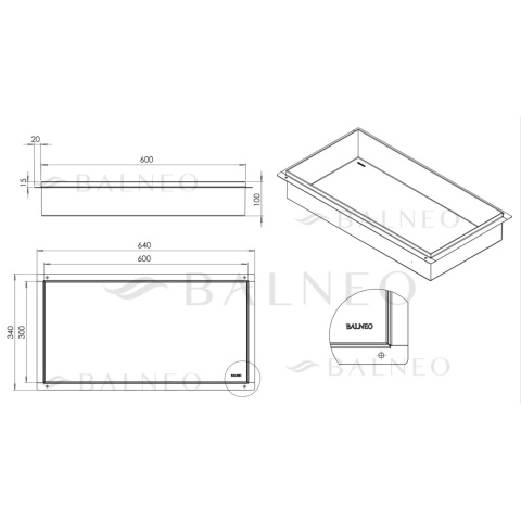 WALL-BOX NO RIM - Półka wnękowa bezramkowa Gun Metal 60x30x10 cm WALL-BOX NO RIM - Półka wnękowa bezramkowa Gun Metal 60x30x10 cm