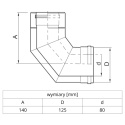 Kolano dwuścienne WADEX TURBO 90/80/125