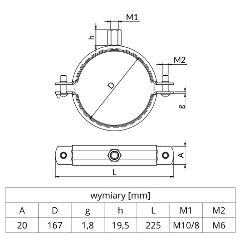 Obejma Niczuk UWX-160 z okładziną PVC Obejma Niczuk UWX-160 z okładziną PVC