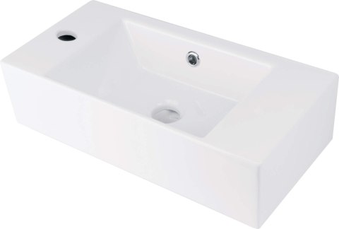 Umywalka ceramiczna nablatowa/ścienna z miejscem na baterię - lewa