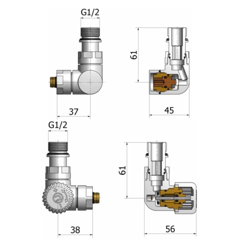 Zestaw termostatyczny VISION GZ 1/2'' ze złączkami do PEX 16x2 Vario Term Zestaw termostatyczny VISION GZ 1/2'' ze złączkami do PEX 16x2 Vario Term