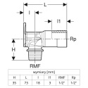 Kolano przyłączeniowe Geberit MF GZ 1/2''x1/2'' 90°
