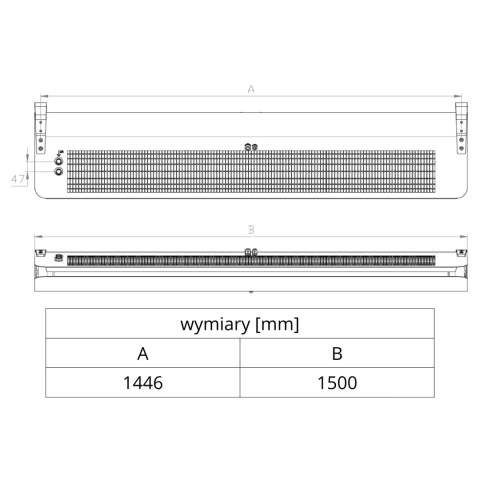 Kurtyna powietrzna bez wymiennika ciepła Slim N-150 RAL9006 Flowair Kurtyna powietrzna bez wymiennika ciepła Slim N-150 RAL9006 Flowair