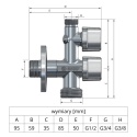 Zawór kątowy COMBI 1/2''x3/4''x3/8'' ARCO