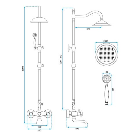 ZESTAW NATRYSKOWY BERGAMO BRĄZ ANTYCZNY ZESTAW NATRYSKOWY BERGAMO BRĄZ ANTYCZNY