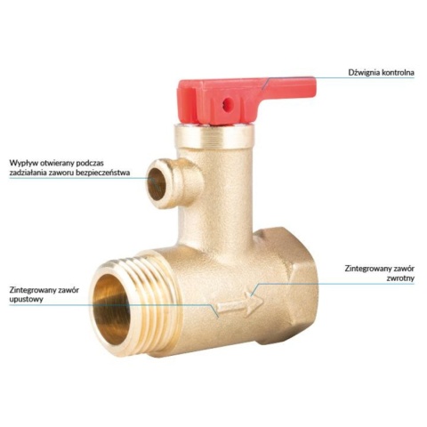 Zawór bezpieczeństwa do podgrzewacza C.W.U. AF8 3/4'' 6,7 bar AFRISO