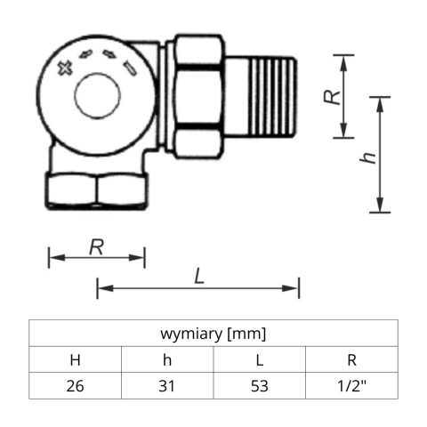 Zawór termostatyczny 3-osiowy "AB" HERZ-TS-90-V 1/2'' Zawór termostatyczny 3-osiowy "AB" HERZ-TS-90-V 1/2''