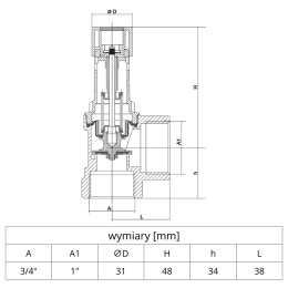 Membranowy zawór bezpieczeństwa do C.W.U. SYR 2115 3/4'' 8,0 bar