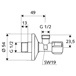 Zawór kątowy z funkcją regulacji SCHELL COMFORT 1/2'' (DN15)