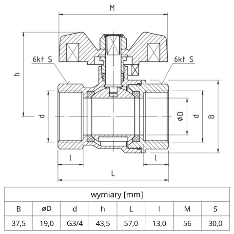Zawór kulowy Perfekt System PHA-002 PN30 3/4'' (DN20) PERFEXIM Zawór kulowy Perfekt System PHA-002 PN30 3/4'' (DN20) PERFEXIM
