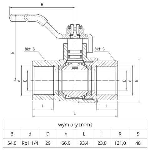 Zawór kulowy do gazu Perfekt System PHA-255 1 1/4'' (DN32) PERFEXIM Zawór kulowy do gazu Perfekt System PHA-255 1 1/4'' (DN32) PERFEXIM