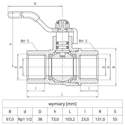 Zawór kulowy do gazu Perfekt System PHA-255 1 1/2'' (DN40) PERFEXIM Zawór kulowy do gazu Perfekt System PHA-255 1 1/2'' (DN40) PERFEXIM