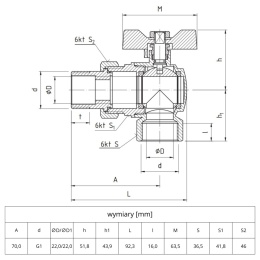 Zawór kulowy kątowy Perfekt System PHA-010 PN30 1'' (DN25) PERFEXIM