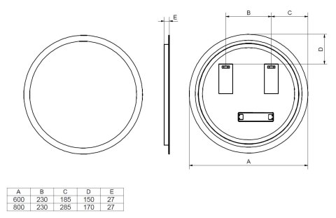 Lustro LED bez ramy VENUS 60