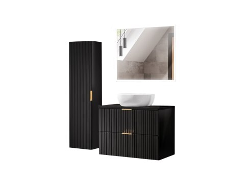 Zestaw meblowy 80cm z umywalką nablatową, szafką wysoką i lustrem 80cm