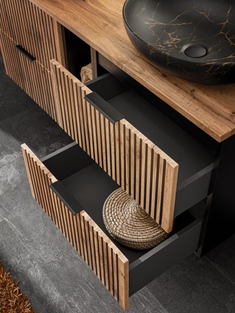 Szafka pod umywalkę XILO BLACK 80cm 2 szuflady