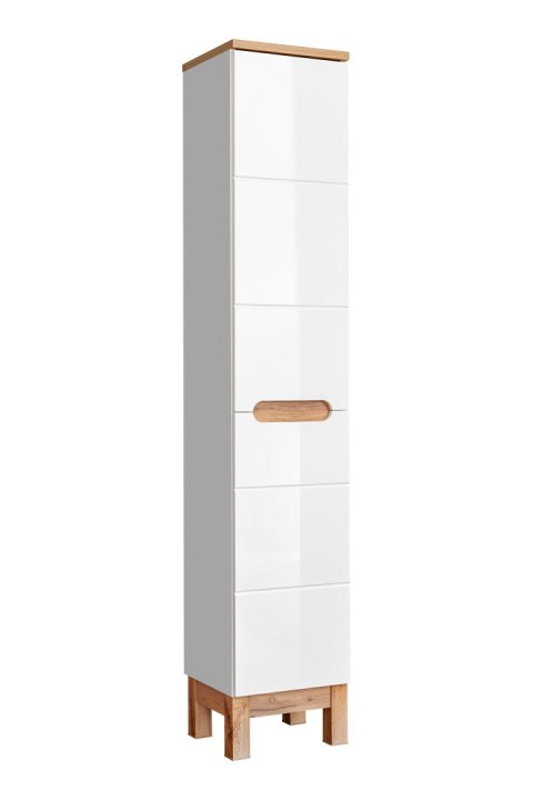 Szafka wysoka 187 cm, dwudrzwiowa z koszem na pranie BALI WHITE