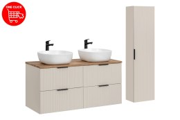 Zestaw meblowy 120cm z blatem, 2 umywalkami nablatowymi Smile i Szafką wysoką