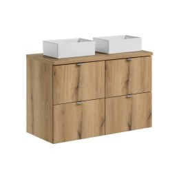 Zestaw meblowy Nova Oak, 100cm z blatem i 2 umywalkami nablatowymi Gaja