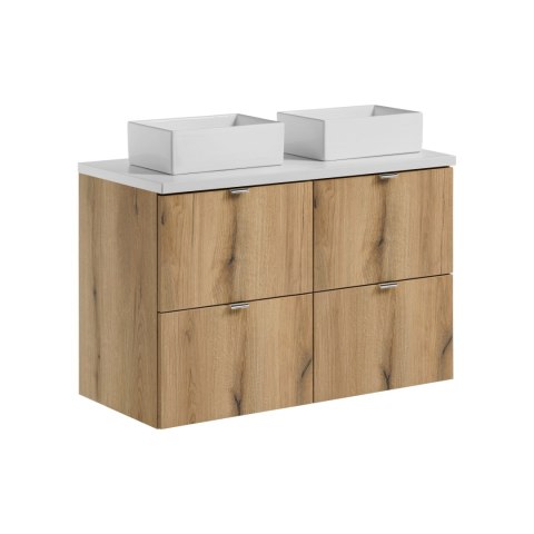 Zestaw meblowy Nova Oak, 100cm z blatem i 2 umywalkami nablatowymi Gaja