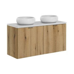 Zestaw Nova Oak, meblowy 120cm z blatem i 2 umywalkami nablatowymi Wiki