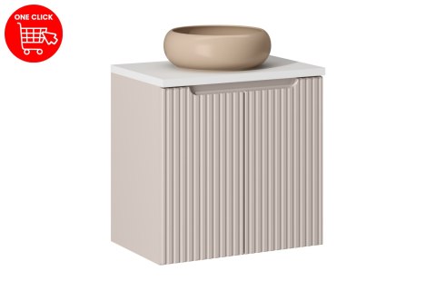 Zestaw meblowy Nova Cashmere, 60cm z blatem i umywalką nablatową Wiki