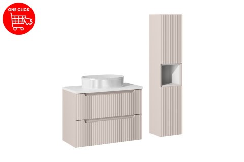 Zestaw meblowy 80cm z blatem, umywalką nablatową Beyond i szafką wysoką