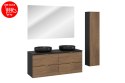 Zestaw meblowy 120cm z blatem, 2 umywalkami nablatowymi River, szafką wysoką i lustrem LED