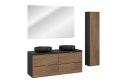 Zestaw meblowy 120cm z blatem, 2 umywalkami nablatowymi River, szafką wysoką i lustrem LED