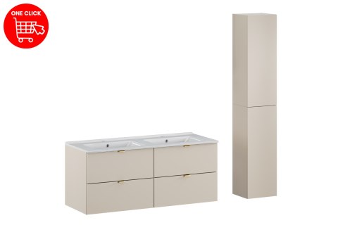 Zestaw meblowy 120cm z umywalką meblową Lava i szafką wysoką