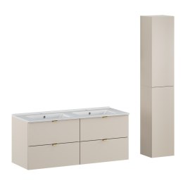 Zestaw meblowy 120cm z umywalką meblową Lava i szafką wysoką, Dalia Cashmere