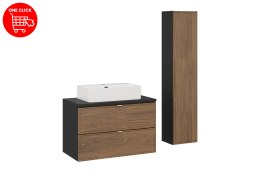 Zestaw meblowy 80cm z blatem, umywalką nablatową Trust i szafką wysoką