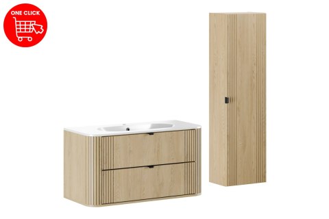 Zestaw meblowy 100cm z umywalką meblową Pure i szafką wysoką