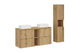 Zestaw meblowy 120cm z blatem, 2 umywalkami nablatowymi Gaja i szafką wysoką