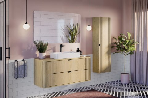 Zestaw meblowy 120cm z blatem, umywalką nablatową Beyond i szafką wysoką