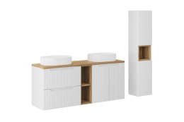 Zestaw meblowy 140cm z blatem, 2 umywalkami nablatowymi Beyond i szafką wysoką