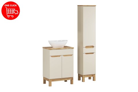 Zestaw meblowy 60cm z blatem, umywalką nablatową Lola i szafką wysoką