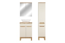 Zestaw meblowy 60cm z blatem, umywalką nablatową Lola, szafką wysoką i szafką z lustrem