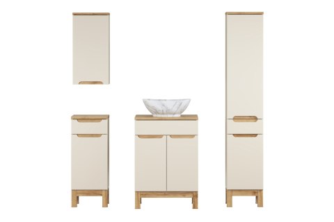 Zestaw meblowy 60cm z blatem, umywalką nablatową Pati i szafką wysoką