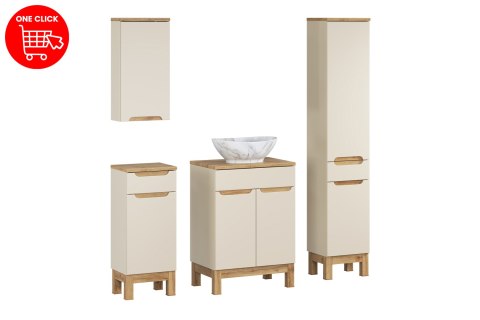 Zestaw meblowy 60cm z blatem, umywalką nablatową Pati i szafką wysoką