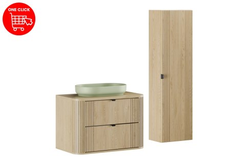 Zestaw meblowy 80cm z blatem, umywalką nablatową River i szafką wysoką