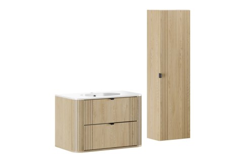 Zestaw meblowy 80cm z umywalką meblową Pure i szafką wysoką