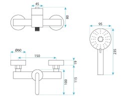 BATERIA PRYSZNICOWA JS-11804BG ONTARIO ZŁOTA SZCZO