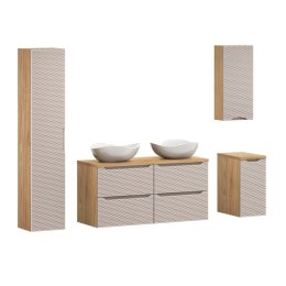 Zestaw meblowy 120cm z blatem, 2 umywalki, szafka wysoka OCEAN BEIGE COMAD