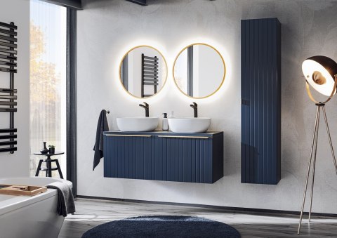 Zestaw meblowy 120cm z umywalkami nablatowymi, szafką wysoką i lustrami Zestaw meblowy 120cm z umywalkami nablatowymi, szafką wysoką i lustrami