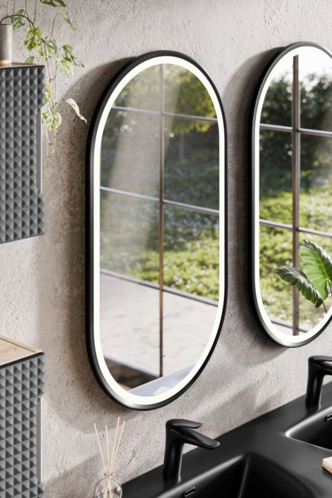 Zestaw meblowy 80cm z blatem, umywalką nablatową Anna, szafką wysoką i lustrem