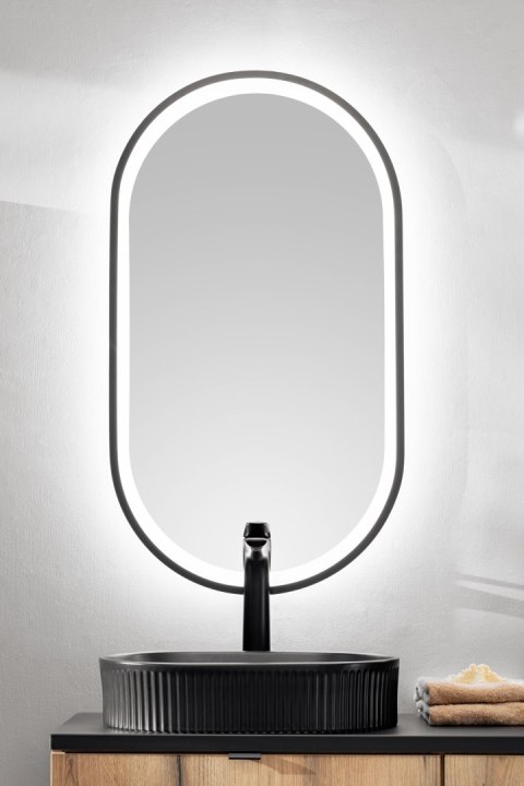 Zestaw meblowy 80cm z blatem, umywalką nablatową Anna, szafką wysoką i lustrem