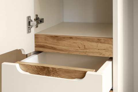 Zestaw meblowy 80cm z blatem, umywalką nablatową Cloud, szafką wysoką i szafką z lustrem