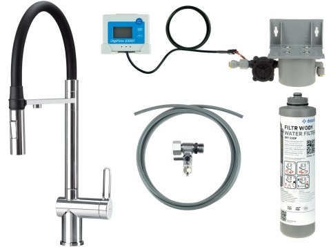 Bateria kuchenna z zestawem do filtracji wody
 z elastyczną wylewką