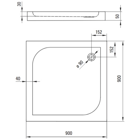 Brodzik akrylowy kwadratowy 90/90 DEANTE CUBIC Brodzik akrylowy kwadratowy 90/90 DEANTE CUBIC